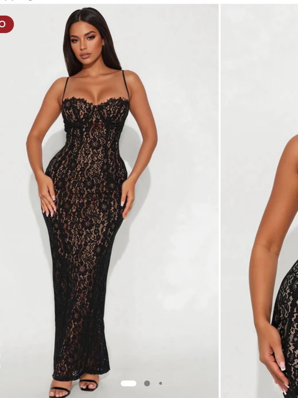 Fashion Nova Black Lace Maxi Dress with Spaghetti Straps